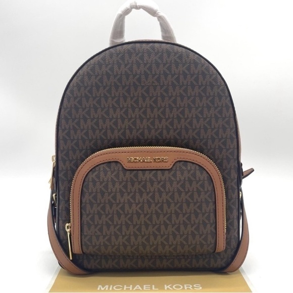 Michael Kors Medium Jaycee Zip Packet Backpack Brown - Picture 1 of 13